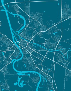 Mannheim idari bölgesinin ayrıntılı haritası. Kraliyetten bağımsız vektör çizimi. Şehir manzarası manzarası. Mannheim bölgesinin dekoratif grafik turist haritası.