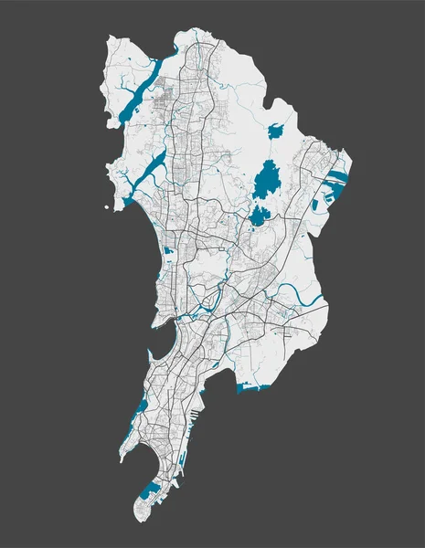 Mumbai Map Detailed Map Mumbai City Administrative Area Cityscape Panorama — Stock Vector