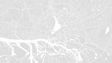 Parlak gri vektör arkaplan haritası, Hamburg şehri sokakları ve su haritası çizimi. Geniş ekran oranı, dijital düz tasarım sokak haritası.