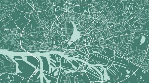 Carte Fond Vectorielle Verte Rues Hambourg Illustration Cartographie Aquatique Proportion — Image vectorielle