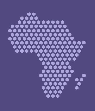 Mor altıgen piksel Afrika haritası. Vektör çizimi Afrika kıta altıgen haritası mozaiği noktaladı. İdari sınır, arazi bileşimi.