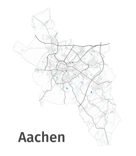 Detaillierter Stadtplan Von Aachen Stadtbild Lizenzfreie Vektorillustration — Stockvektor