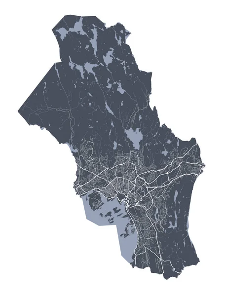 Oslo Municipalité Carte Comté Carte Vectorielle Détaillée Zone Administrative Oslo — Image vectorielle