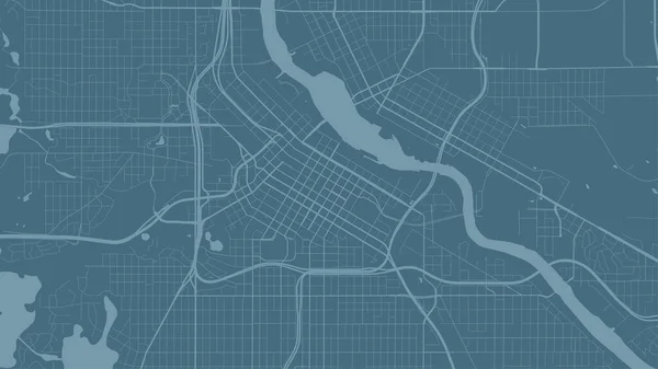 Векторная Карта Голубого Миннеаполиса Улицы Иллюстрация Водной Картографии Широкоэкранная Пропорция — стоковый вектор