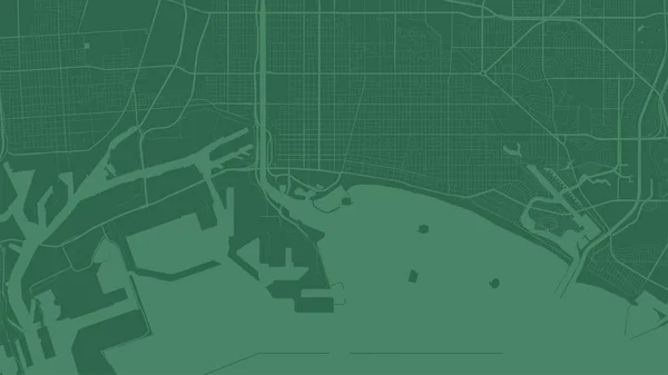 Dark Green Long Beach City Area Vector Background Map Streets — Stock Vector