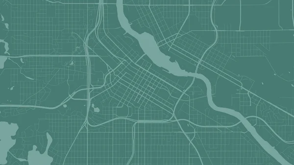 Карта Местности Зеленого Миннеаполиса Улицы Иллюстрация Водной Картографии Широкоэкранная Пропорция — стоковый вектор