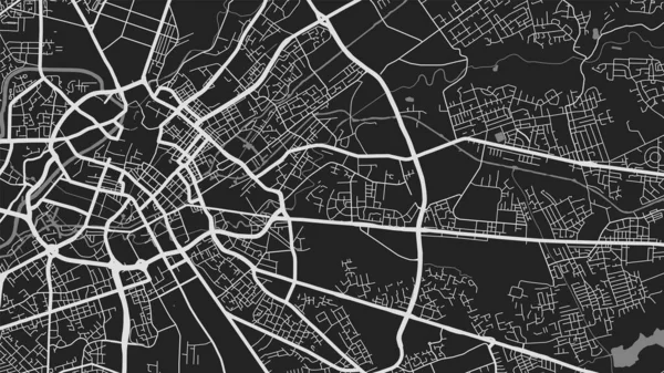 黒と白のマンチェスター市内エリアのベクトルの背景マップ 通りや水の地図イラスト ワイドスクリーン比率 デジタルフラットデザインストリートマップ — ストックベクタ