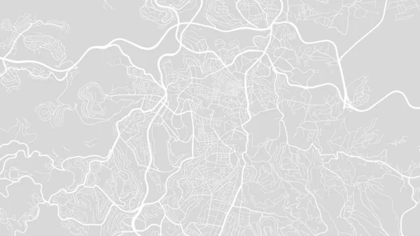 浅灰色和白色耶路撒冷城市地区矢量背景地图 街道和水图解 宽屏比例 数字平面设计图 — 图库矢量图片