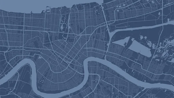 Blue New Orleans Mapa Fundo Vetor Área Cidade Ruas Ilustração — Vetor de Stock