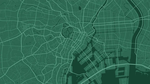 Verde Escuro Área Cidade Tóquio Mapa Vetorial Fundo Ruas Cartografia — Vetor de Stock