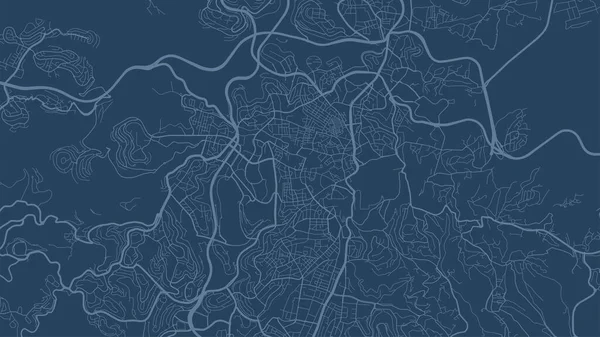 Dark Blue Jerusalem City Área Vector Background Map Streets Water — Archivo Imágenes Vectoriales