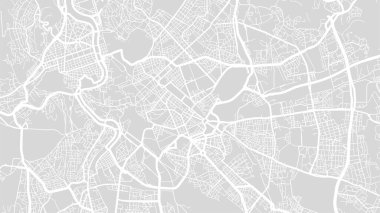 Beyaz ve açık gri Roma şehri vektör arkaplan haritası, sokaklar ve su haritası çizimi. Geniş ekran oranı, dijital düz tasarım sokak haritası.