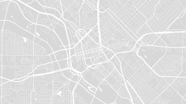 White grey Dallas city area vector background map, streets and water cartography illustration. Widescreen proportion, digital flat design streetmap. clipart