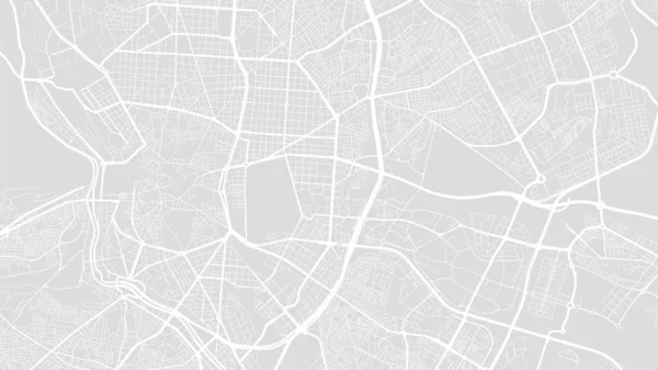 白とライトグレーのマドリード市内エリアベクトルの背景マップ 通りや水の地図イラスト ワイドスクリーン比率 デジタルフラットデザインストリートマップ — ストックベクタ