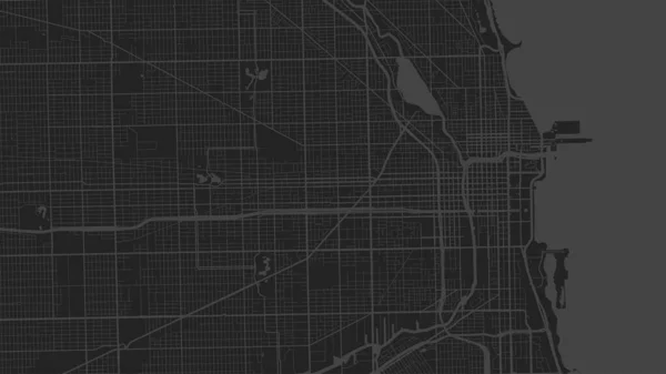 Fekete Szürke Chicago Város Terület Vektor Háttér Térkép Utcák Víztérképészeti — Stock Vector