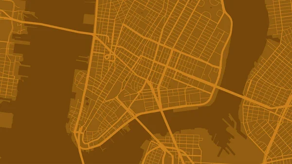 Golden Orange New York City Area Vektor Hintergrundkarte Straßen Und — Stockvektor