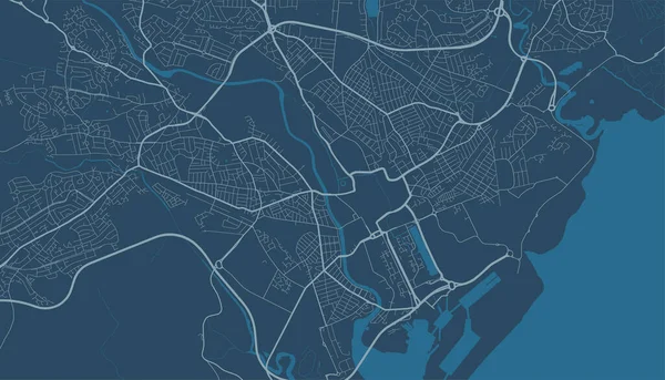 Cardiff Város Közigazgatási Területének Részletes Térképe Jogdíjmentes Vektor Illusztráció Városkép — Stock Vector