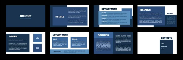 Presentatie Template Blauwe Rechthoeken Plat Ontwerp Witte Achtergrond Dia Titel — Stockvector