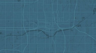Mavi Oklahoma Şehri alan vektör arkaplan haritası, sokaklar ve su haritası çizimi. Geniş ekran oranı, dijital düz tasarım sokak haritası.