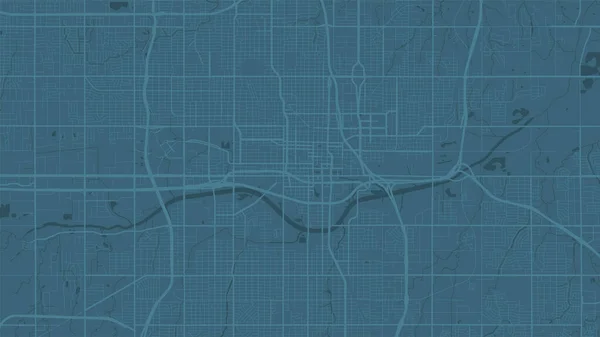 Blue Oklahoma City Area Vector Background Map Streets Water Cartography —  Vetores de Stock