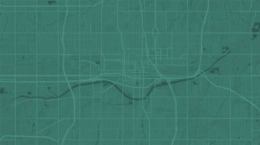 Green Oklahoma Şehri alan vektör arkaplan haritası, sokaklar ve su haritası çizimi. Geniş ekran oranı, dijital düz tasarım sokak haritası.