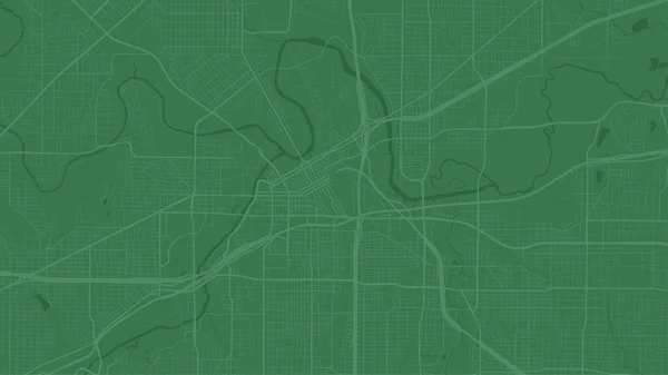 Green Fort Worth City Area Vektor Hintergrundkarte Straßen Und Wasser — Stockvektor