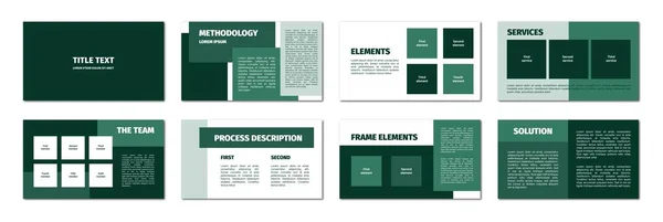 Groene Rechthoeken Presentatie Template Vlak Ontwerp Witte Achtergrond Dia Titel — Stockvector