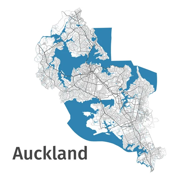 Mapa Auckland Mapa Detalhado Área Administrativa Cidade Auckland Panorama Paisagem — Vetor de Stock