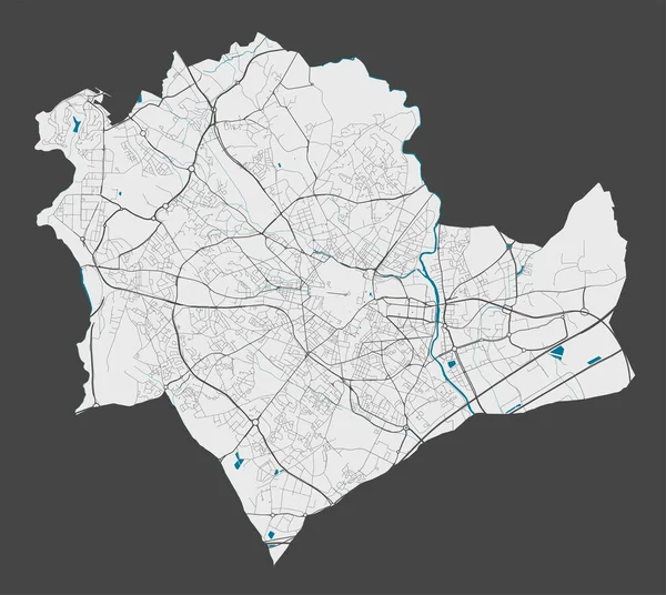 Montpellier Kartan Detaljerad Karta Över Montpellier Stadens Administrativa Område Stadens — Stock vektor