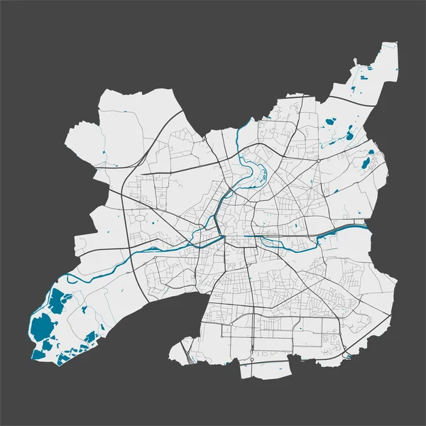 Rennes Karta Detaljerad Karta Över Rennes Administrativa Område Stadens Panorama — Stock vektor