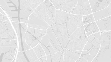 Beyaz ve açık gri Utrecht Şehri alan vektör arkaplan haritası, sokaklar ve su haritası çizimi. Geniş ekran oranı, dijital düz tasarım sokak haritası.