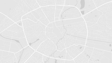 Beyaz ve açık gri Eindhoven Şehri alan vektör arkaplan haritası, sokaklar ve su haritası çizimi. Geniş ekran oranı, dijital düz tasarım sokak haritası.