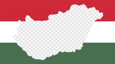 Hungary national flag with transparent map empty border inside, detailed multicolored vector illustration. clipart