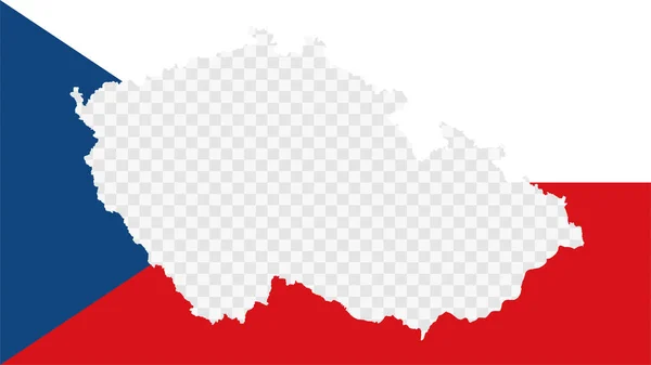 Cseh Köztársaság Nemzeti Zászló Átlátszó Térképpel Üres Belső Határ Részletes — Stock Vector
