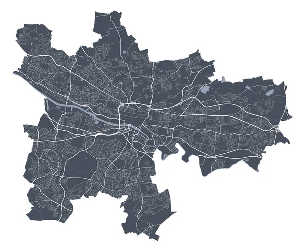 Glasgower Karte Detaillierte Vektorkarte Des Verwaltungsgebiets Der Stadt Glasgow Stadtbild — Stockvektor