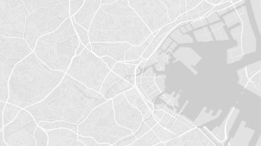 Beyaz ve açık gri Yokohama Şehri alan vektör arkaplan haritası, sokaklar ve su haritası çizimi. Geniş ekran oranı, dijital düz tasarım sokak haritası.