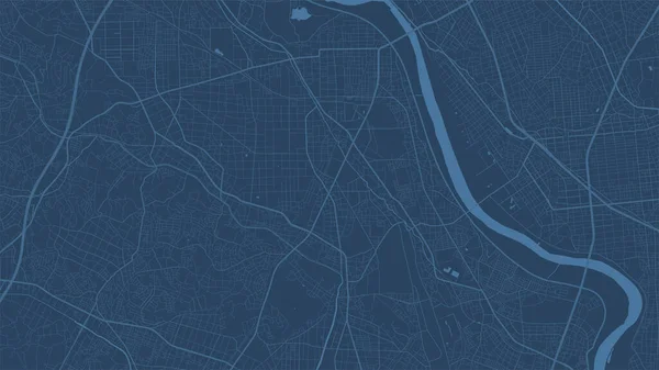 Blue Kawasaki City Area Vector Background Map Streets Water Cartography — Vetor de Stock