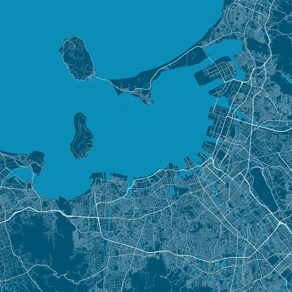 Mapa Detalhado Área Administrativa Cidade Fukuoka Royalty Free Vector Illustration — Vetor de Stock