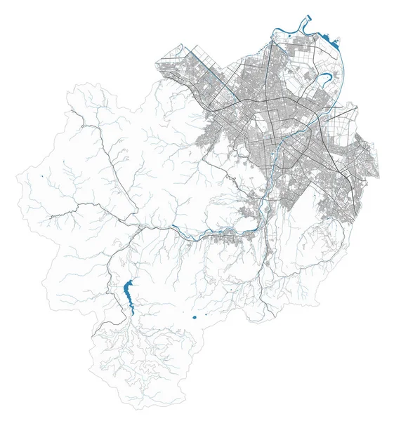 Mapa Sapporo Mapa Detallado Área Administrativa Panorama Del Terreno Ilustración — Vector de stock