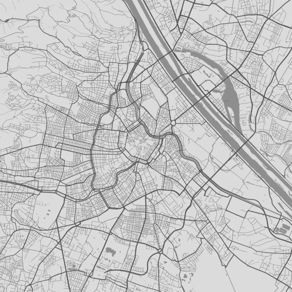 Viyana Şehir Haritası Vektör Illüstrasyonu Viyana Haritası Gri Pullu Sanat — Stok Vektör