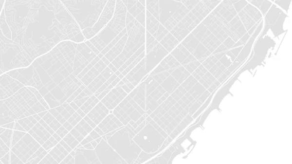 Bílá Světle Šedá Barcelona Oblast Vektorové Pozadí Mapa Ulice Vodní — Stockový vektor