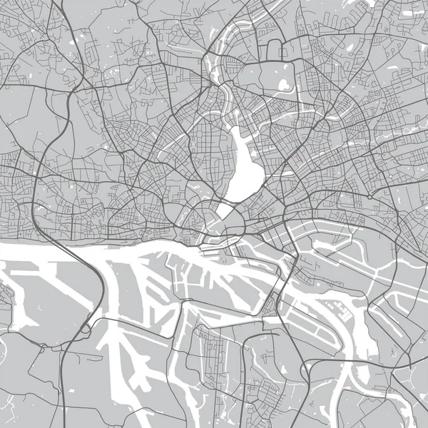 Urban City Map Hamburg Vector Illustration Hamburg Map Grayscale Art — Stock Vector