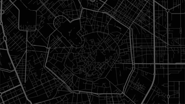 Black Dark Milan Area Vector Background Map Street Water Cartography — стоковий вектор