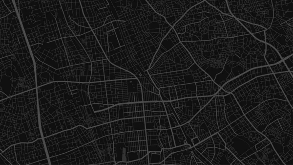 Oscuro Negro Saitama Mapa Fondo Vectorial Ciudad Calles Cartografía Del — Archivo Imágenes Vectoriales