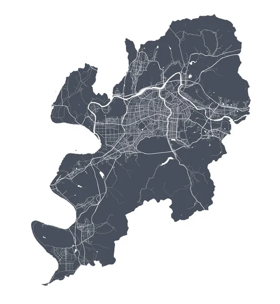 Mapa Daegu Szczegółowa Mapa Wektorowa Obszaru Administracyjnego Miasta Daegu Plakat — Wektor stockowy