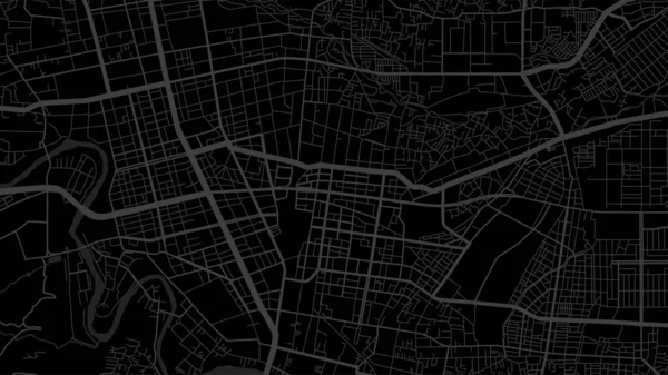 Sötét Fekete Sendai City Terület Vektor Háttér Térkép Utcák Víztérképészeti — Stock Vector