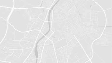 Beyaz ve açık gri Valladolid Şehri arka plan vektör haritası, sokaklar ve su haritası çizimi. Geniş ekran oranı, dijital düz tasarım sokak haritası.