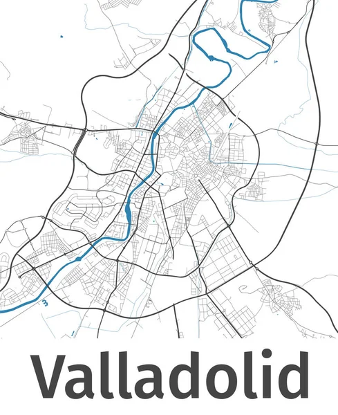 Mapa Valladolid Mapa Detallado Valladolid Ciudad Área Administrativa Paisaje Urbano — Archivo Imágenes Vectoriales