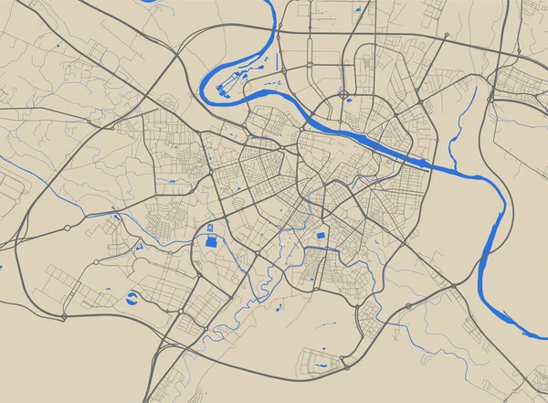 Részletes Térkép Poszter Zaragoza Város Közigazgatási Terület Városkép Panoráma Dekoratív — Stock Vector