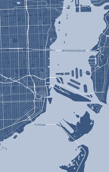 Detaljerad Karta Över Miamis Administrativa Område Avgiftsfri Vektor Illustration Stadens — Stock vektor